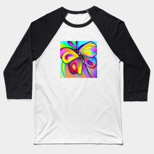 Butterfly - Bright Rainbow Colors Baseball T-Shirt